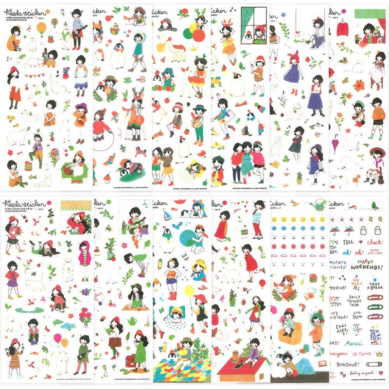1000Art Cute Korean Stickers Set(12 Sheets) Kawaii Girl Planner Stickers for Journals,Scrapbooking,Planners,Cards,DIY Arts and Crafts - Image 2